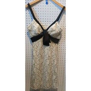 Dressbarn Dress Size 8 Black Brown Sleeveless Bow Lace Floral